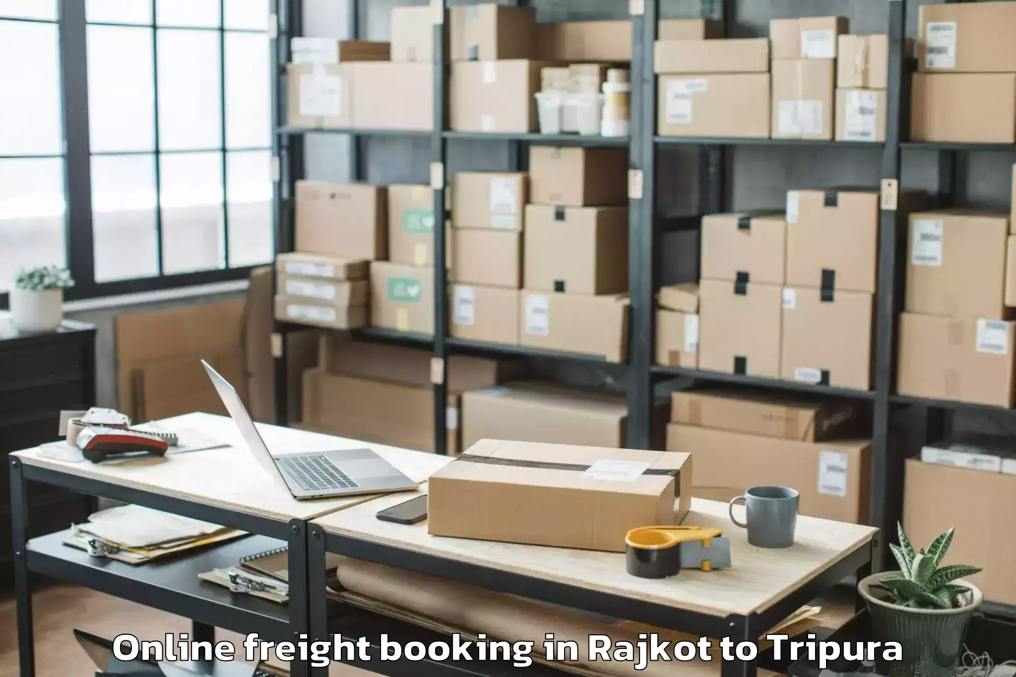 Easy Rajkot to Amarpur Gomati Online Freight Booking Booking